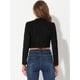 thumbnail image 3 of Chaqueta corta de manga larga con cremallera y cuello levantado de ante sintético para mujer Negro XS, 3 of 4