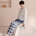 thumbnail image 2 of Pantalones de manga larga para hombre, pijamas de algodón, ropa de hogar, primavera y otoño, 2 of 6
