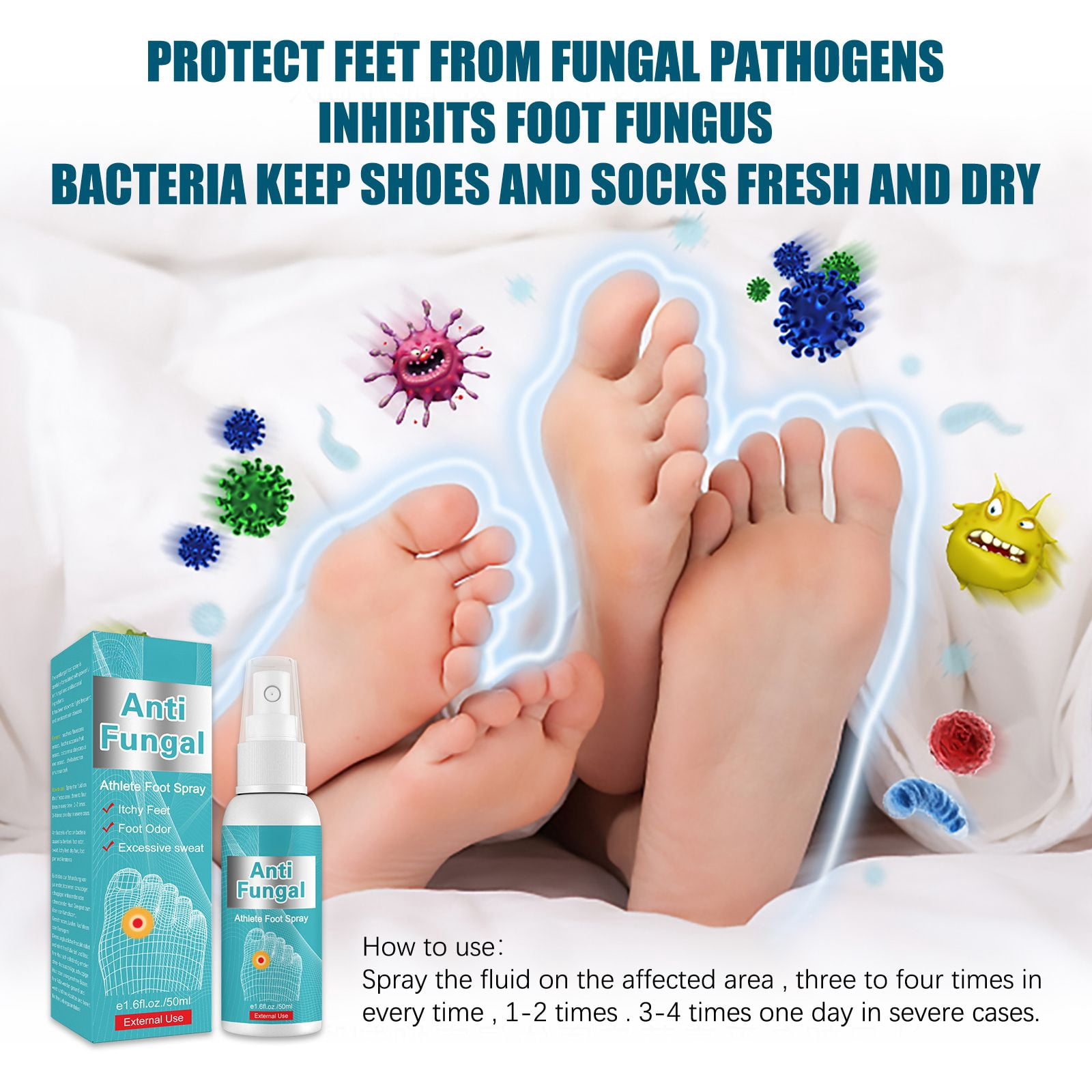 Alvantor Athletes Foot Spray with Herbal, Anti Itch Smelly Feet Deodorizer, Sweaty Feet Remedy, 1.6fl.oz