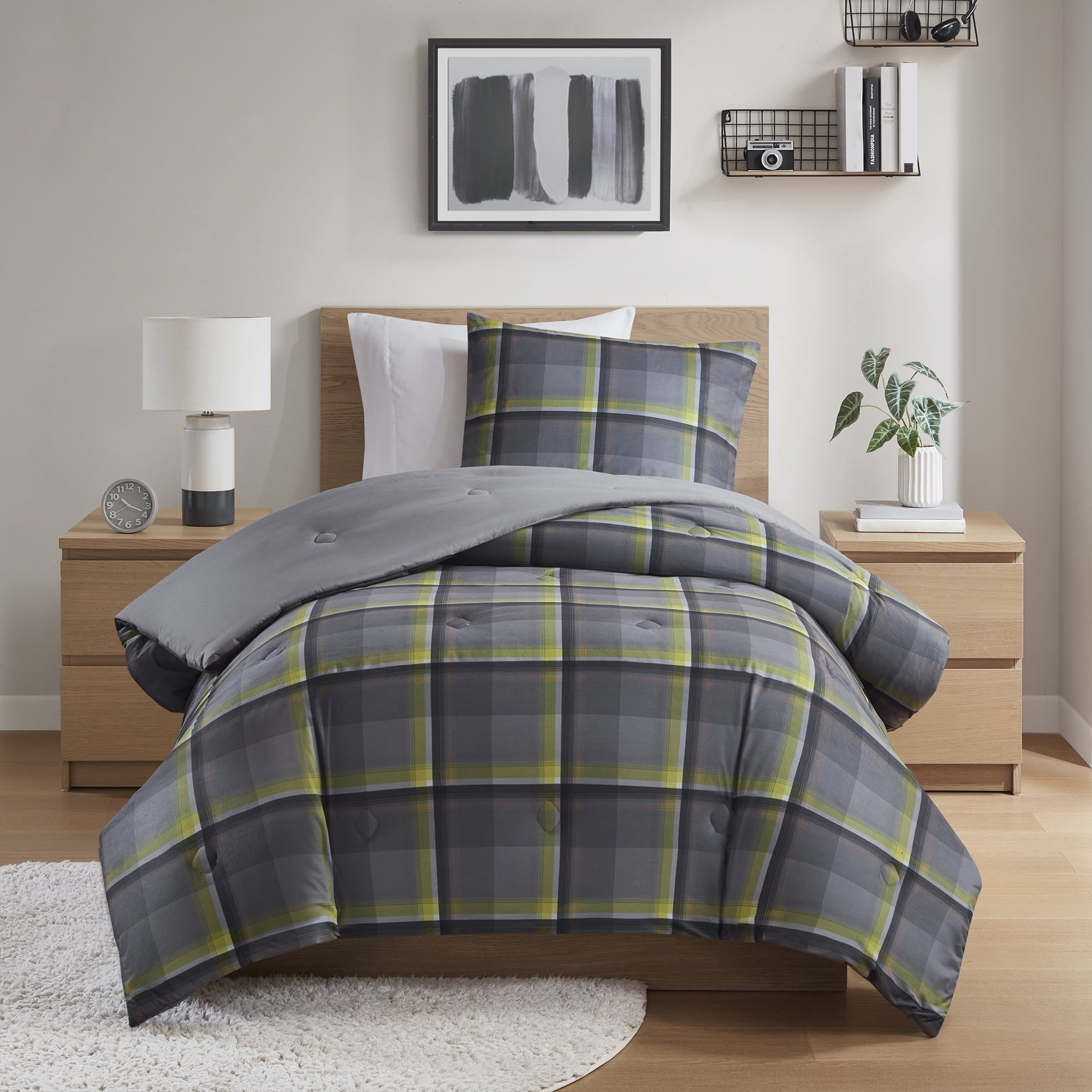 Mainstays Western Plaid 2-Piece Green Comforter Set, Twin/Twin XL