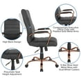 thumbnail image 6 of Emma + Oliver High Back Black LeatherSoft Executive Swivel Office Chair - Rose Gold Frame/Arms, 6 of 13