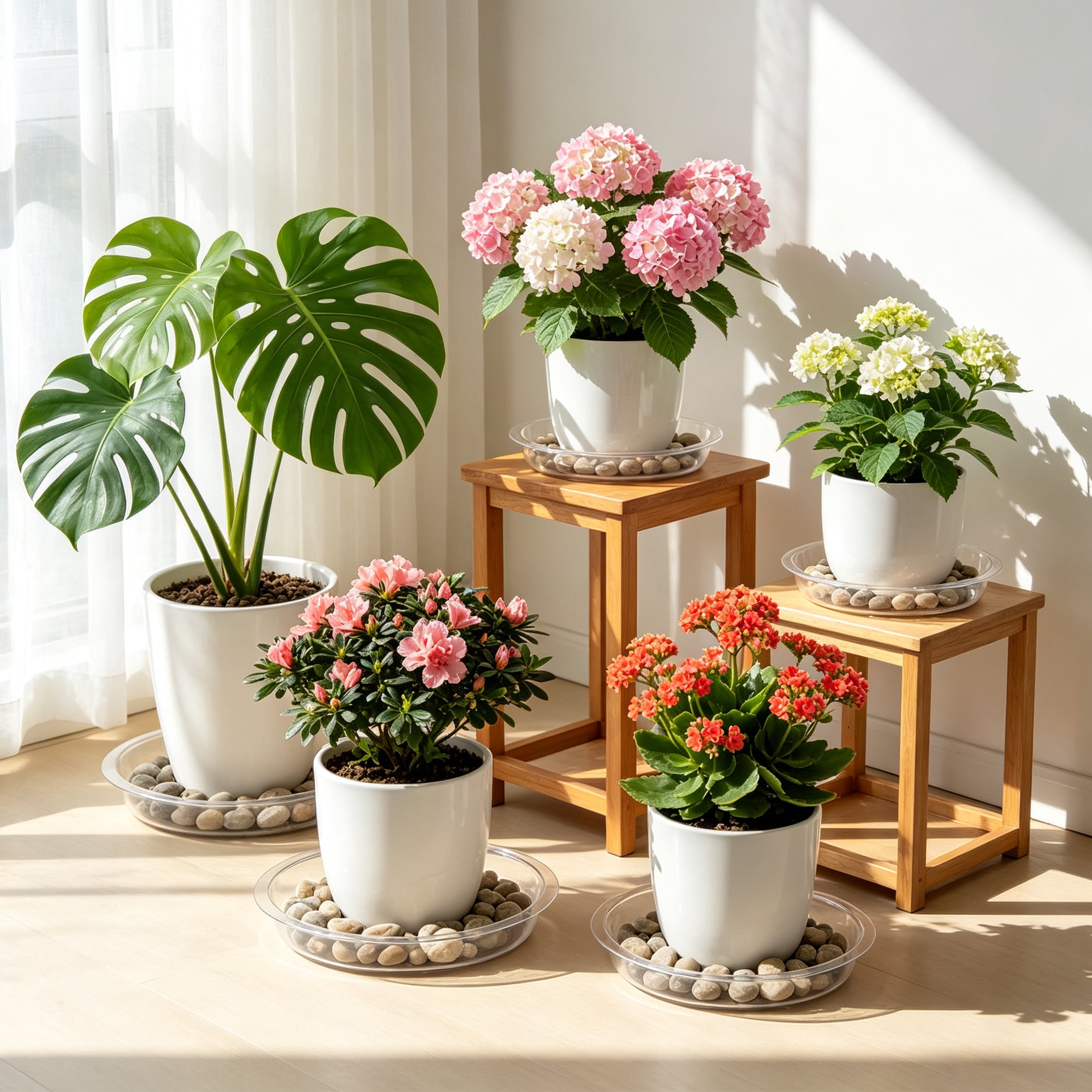 15 Pack Clear Plant Saucers, 6 8 10 Inch Plastic Flower Pot Saucers with Plant Labels, Heavy Duty Plant Drip Trays with Anti‑Slip Ridges, Plant Pot Saucer for Indoor Outdoor Pots