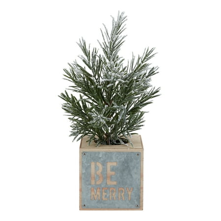 Holiday Time Rosemary Tree in Die Cut Be Merry Box Christmas Decoration,