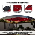 thumbnail image 3 of Mondawe 10ft Heavy Duty Solar Patio Umbrella with Cross Base, 360° Rotation, 24 LED Lights, Outdoor Hanging Offset Cantilever Market Sun Shade Umbrella, Red, 3 of 8