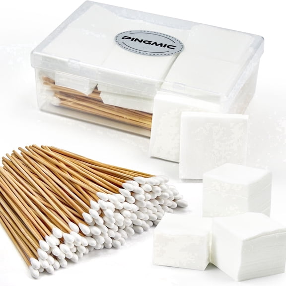 PINGMIC Cleaning Supplies - 300PCS Gun Cleaning Patches & 300PCS 6″ Long Cotton Swabs