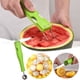 thumbnail image 1 of Cortador y pala de fruta 4 en 1 de acero inoxidable | Aparato de cocina multifunción con sacabolas, cuchillo para trinchar y tenedor | Mango verde | Utensilio portátil para preparar fruta | Juego de, 1 of 9