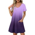 thumbnail image 2 of Vestido Corto de Verano Moda Gradiente Corto de Manga en V Cuello Vestido Casual, Poliéster Ligero de Verano, Lavado de Manos, 2 of 9