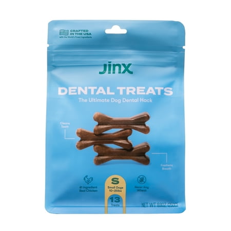 UPC: 0850012112631 | Jinx Chicken Flavor Dental Treats for Small Dogs 8.8 oz Bag 13 Treats