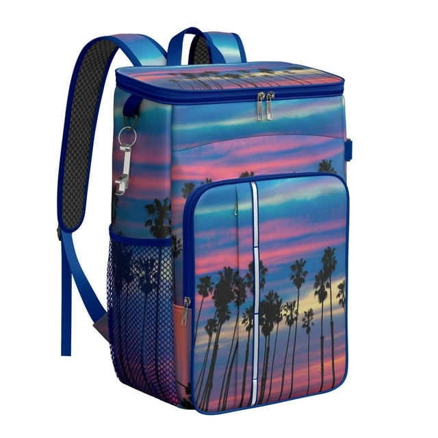 Tropical Palm Tree Insulated Cooler Backpack for Beach, Leak Proof Waterproof Lunch Bag Backpack for Camping, Hiking, Picnic, Work – Boho Sunset Landscape Design