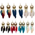 thumbnail image 3 of 1 Paire de Boucles d'Oreilles Vintage Style Long Pendentif Résistant à l'Usure Fournit Bijoux Décor Accessoire de Mode pour Banquet Robe Quotidienne Vin Rouge, 3 of 7