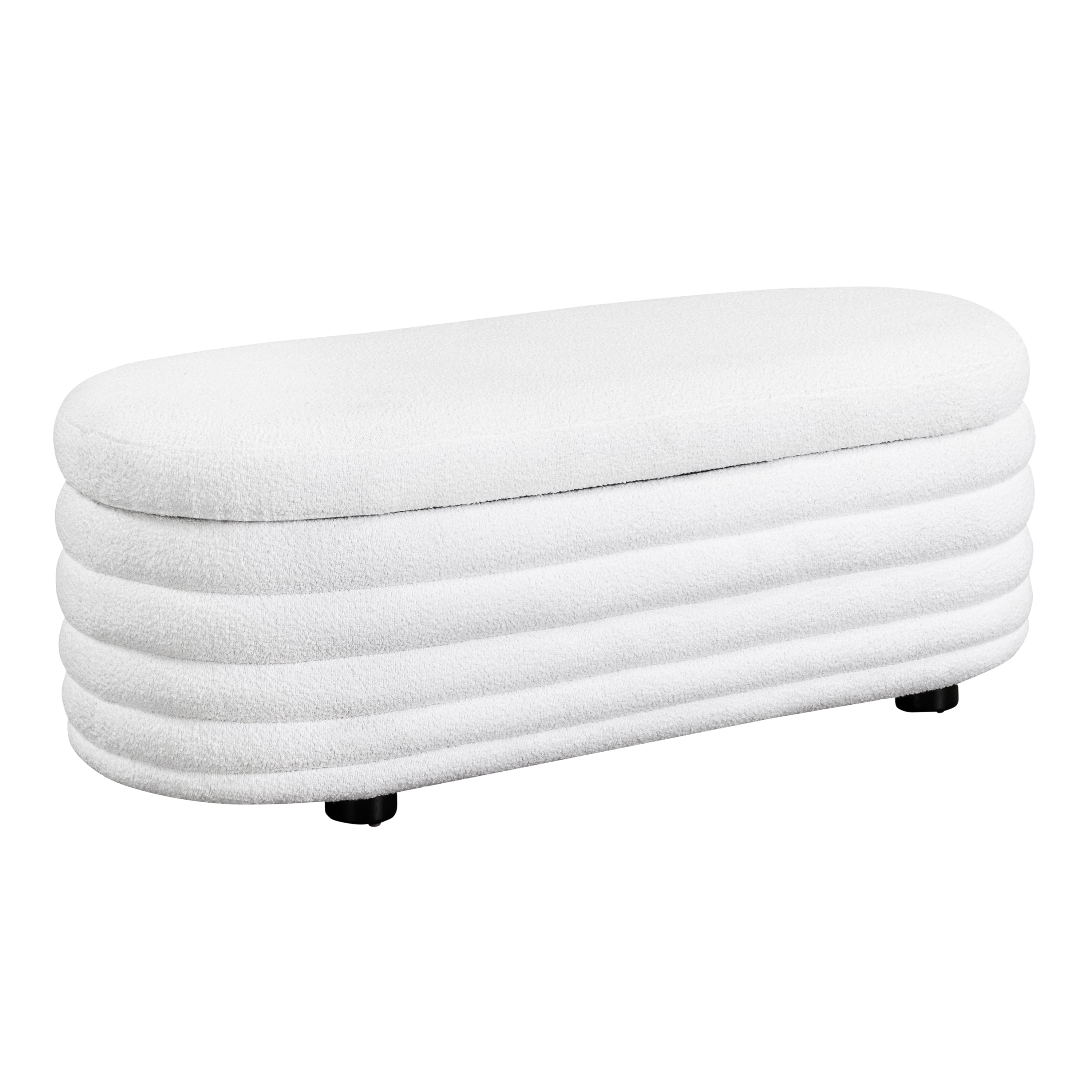 Studio Living Livingston Modern Storage Ottoman, White Boucle Fabric