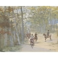 thumbnail image 2 of Jules Baron Finot 24x20 Black Ornate Framed Double Matted Museum Art Print Titled: Forest Landscape with Riders (1881), 2 of 5