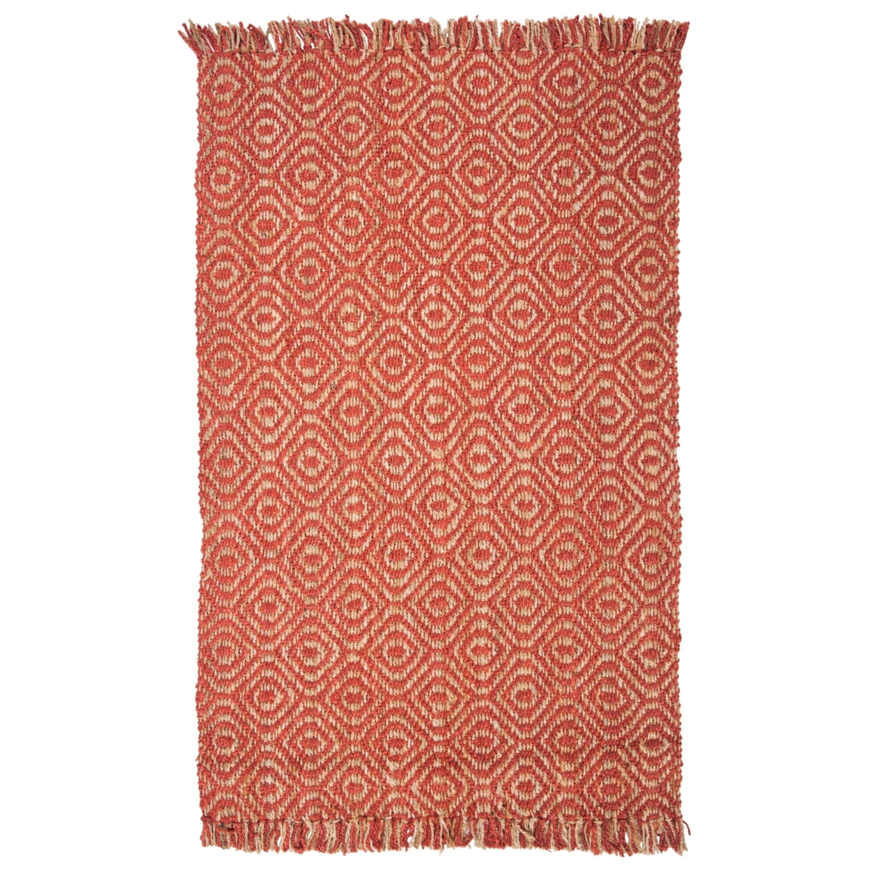 SAFAVIEH Natural Fiber Linden Geometric Jute Runner Rug, Rust, 2'6" x 6'