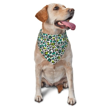 Naloa Green Leopard Dog Bandanas 1PC Washable Triangle Dog Scarfs Premium Durable Fabric for Small Medium Large Dogs and Cats