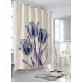 thumbnail image 3 of Shower Curtains Tulips Flowers Vintage Bath Curtain Abstract Blue Floral Waterproof Bathroom Shower Curtain Set with Hooks Decoration 72 x 84 Inches, 3 of 7