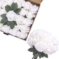 thumbnail image 2 of Flores de rosas artificiales, rosas artificiales de espuma, rosas falsas de aspecto real, decoración para el hogar, ramos de boda, centros de mesa, arreglos para fiestas (25 piezas) Xemadio CDWJ437-4, 2 of 5