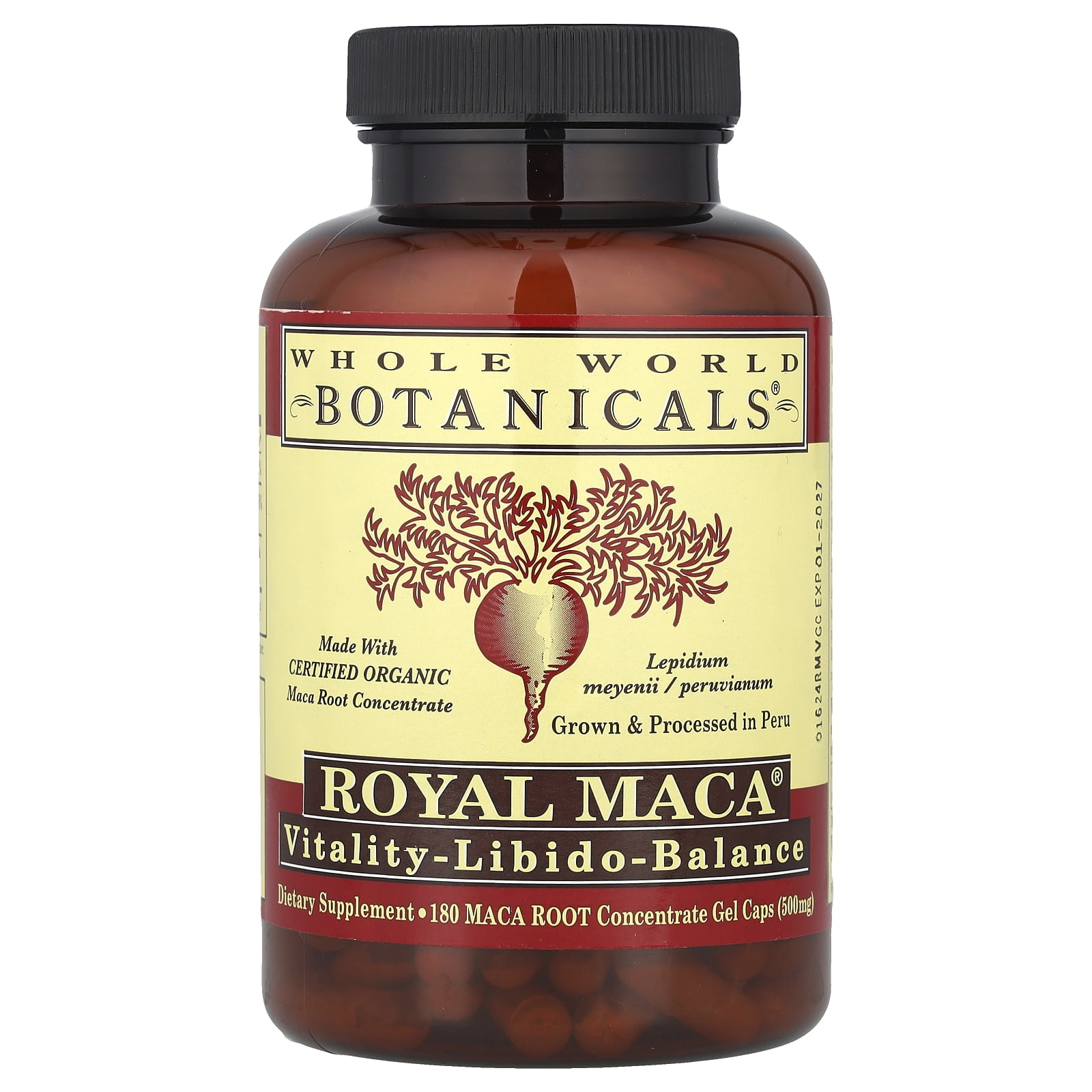 Whole World Botanicals Royal Maca®, 500 mg, 180 Gel Caps