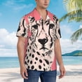 thumbnail image 3 of Susaid Pink Cheetah Art Print Short Sleeve Shirts Button Down Casual Shirts Summer Beach Aloha Button Down Short Sleeve for Men ,Medium, 3 of 7