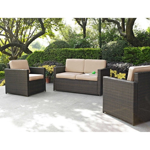 Crosley Furniture KO70003BR-GY Palm Harbor 3-Piece Resin Wicker Outdoor Seating Set (Brown... by Crosley Furniture