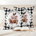 thumbnail image 3 of Christmas Animal Pillow Covers 2 Pack Farm Cow Pig Chicken Black White Plaid Pillowcase Waterproof Outdoor Throw Pillow Cover for Patio Garden Square Cushion 20”x20”, 3 of 9