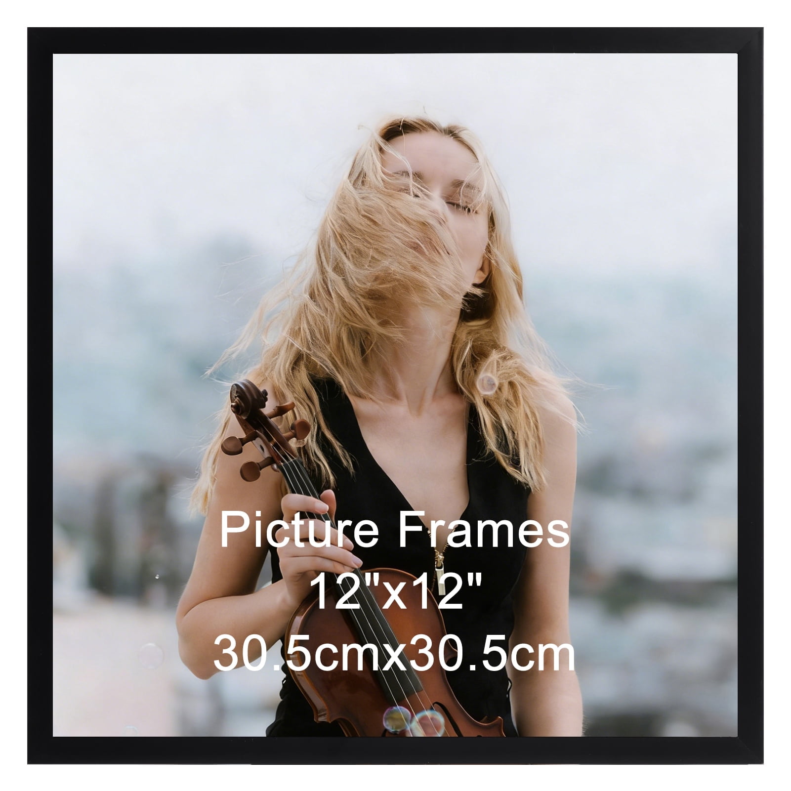 Black 12x12 Picture Frame Single Pack, 12 by 12 Thin Square Frame for Photo Gallery Wall Tabletop Display
