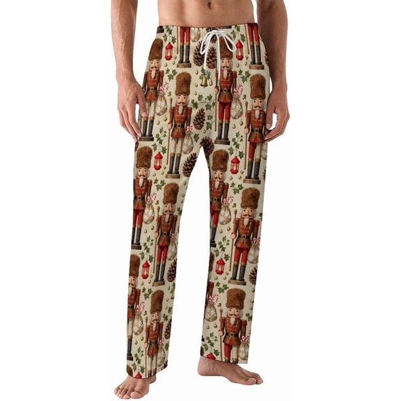 PRIYAL Pajama Pants for Men,Nutcracker Pattern Red Men's Sleepwear Bottoms,Lounge Pants