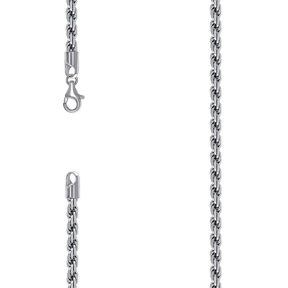 925 Sterling Silver Solid Rope Chain Rhodium 4.5mm Bracelet 7 Inch Link Bracelet for Women and Men