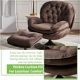 thumbnail image 6 of Velvet Swivel Accent Chair with Ottoman for Living Room Bedroom Reading Room, Cozy Lounge Armchair Fluffy Round Tufted Back Adult Gifts for Small Room Lazy Relax Read TV Chair,Brown, 6 of 8