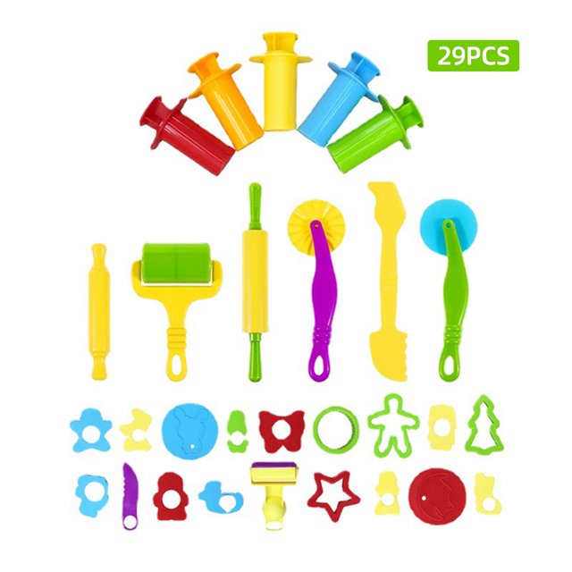 Playdough Tool, 29 Pieces Play Dough Tools Playdough Accessories Set Various Plastic Molds Rollers Cutters Educational Gift for Children, Random Color