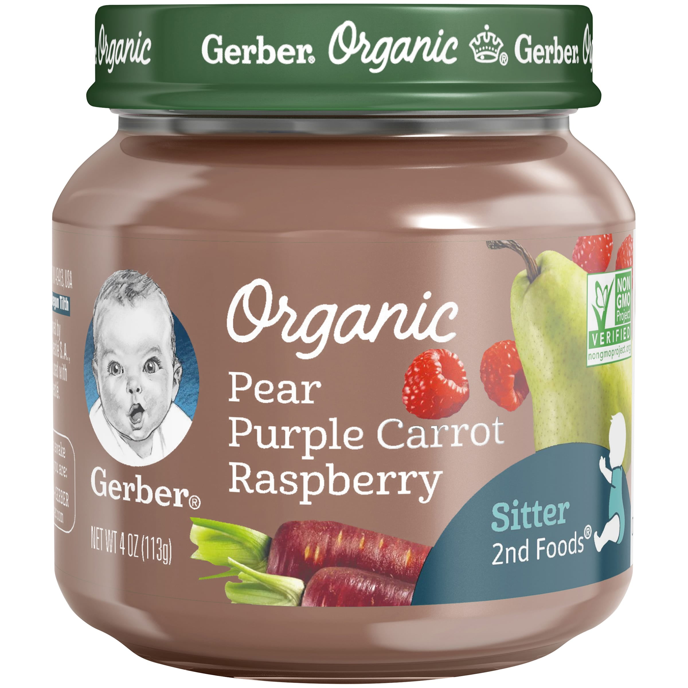 Gerber 2nd Foods Organic Pear Purple Carrot Raspberry Baby Food, 4 oz Jars, 10 Count Walmart