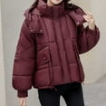 thumbnail image 3 of Fashion Winter Warm Coats for Womens Hooded Plus Size Casual Loose Solid Color Pocket Zippered Reversible Long Coat, 3 of 9