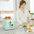 thumbnail image 5 of Toaster 2 Slice,Stainless Steel,LCD Display,7 Bread Shade Settings,1.4" Wide Slots,4-in-1 Functions,Removable Crumb Tray,900W,Green, 5 of 5