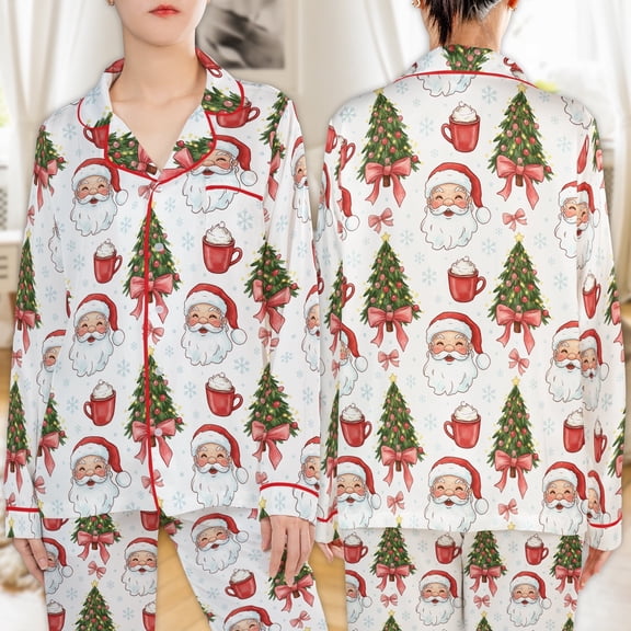 Lotusprinthandmade Coquette Santa Christmas All-over Print Matching Pajamas Set S, Multicolor