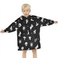 thumbnail image 3 of Black Halloween Cat Skull Pattern Blanket Hoodies for Kids 6-13YR Oversize Wearable Blanket Hoodies for Boys Girls Teens, 3 of 7