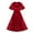 QRN1-Red, variant on Wedding Guests Dresses for Women Vintage Short Sleeve V Neck Velvet Dress Cocktail Party A-Line Knee Length Formal Dress