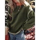 thumbnail image 5 of Suéteres para Mujer, Cuello Redondo Liso, Corte Holgado, Larga, Punto en Contraste, Jersey, Tops Verde L, 5 of 8