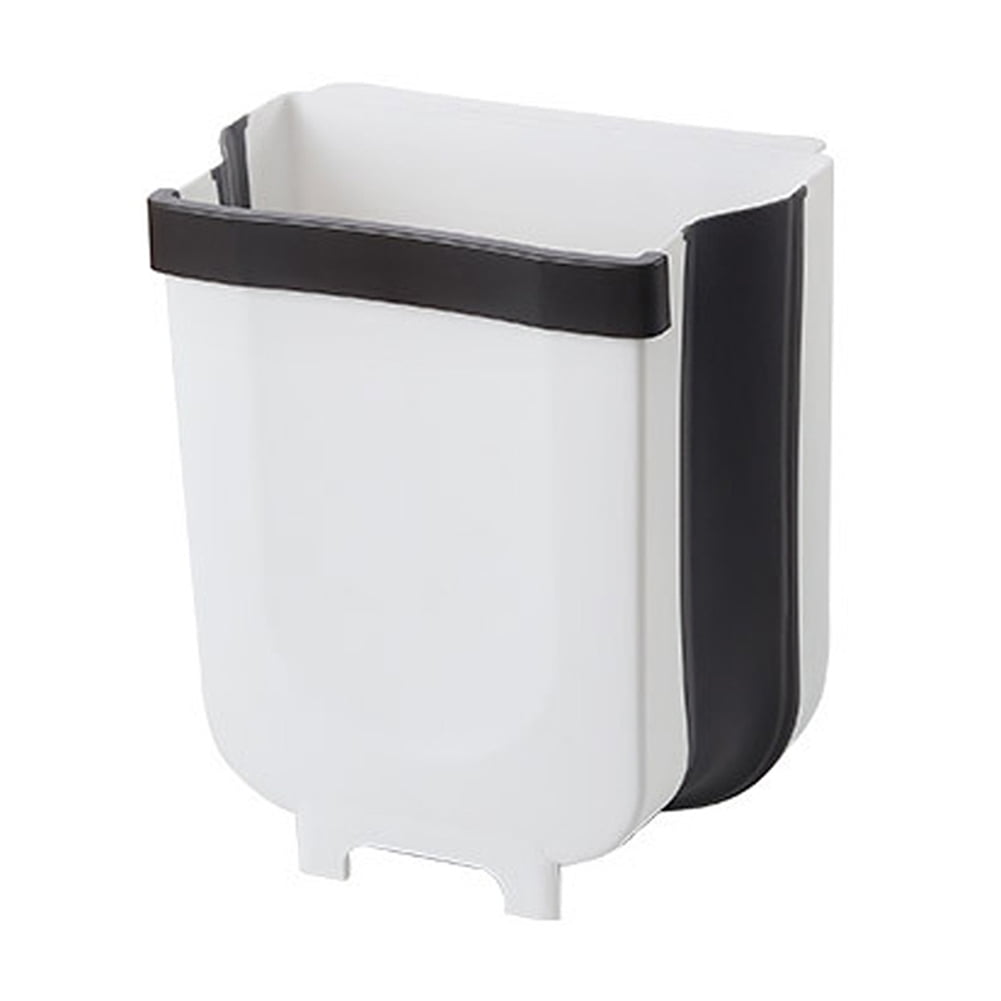Wall Mounted Foldable Waste Bin Kitchen Door Hanging Trash Bin Can Rubbish Container