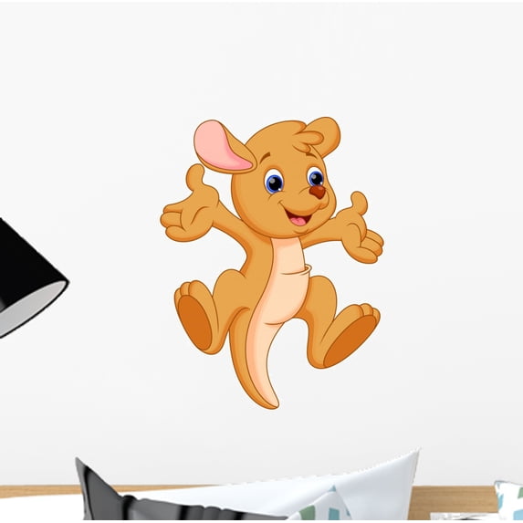 Cute Baby Kangaroo Cartoon Wall Mural by Wallmonkeys Peel and Stick Graphic (12 in H x 9 in W) WM340059