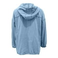 thumbnail image 6 of Bibifish Womens Hoodies Casual Denim Hooded Button Down Long Sleeve Jacket Casual Drawstring Pullover sweatshirtsssssss Tops With Front Pockets, 6 of 6