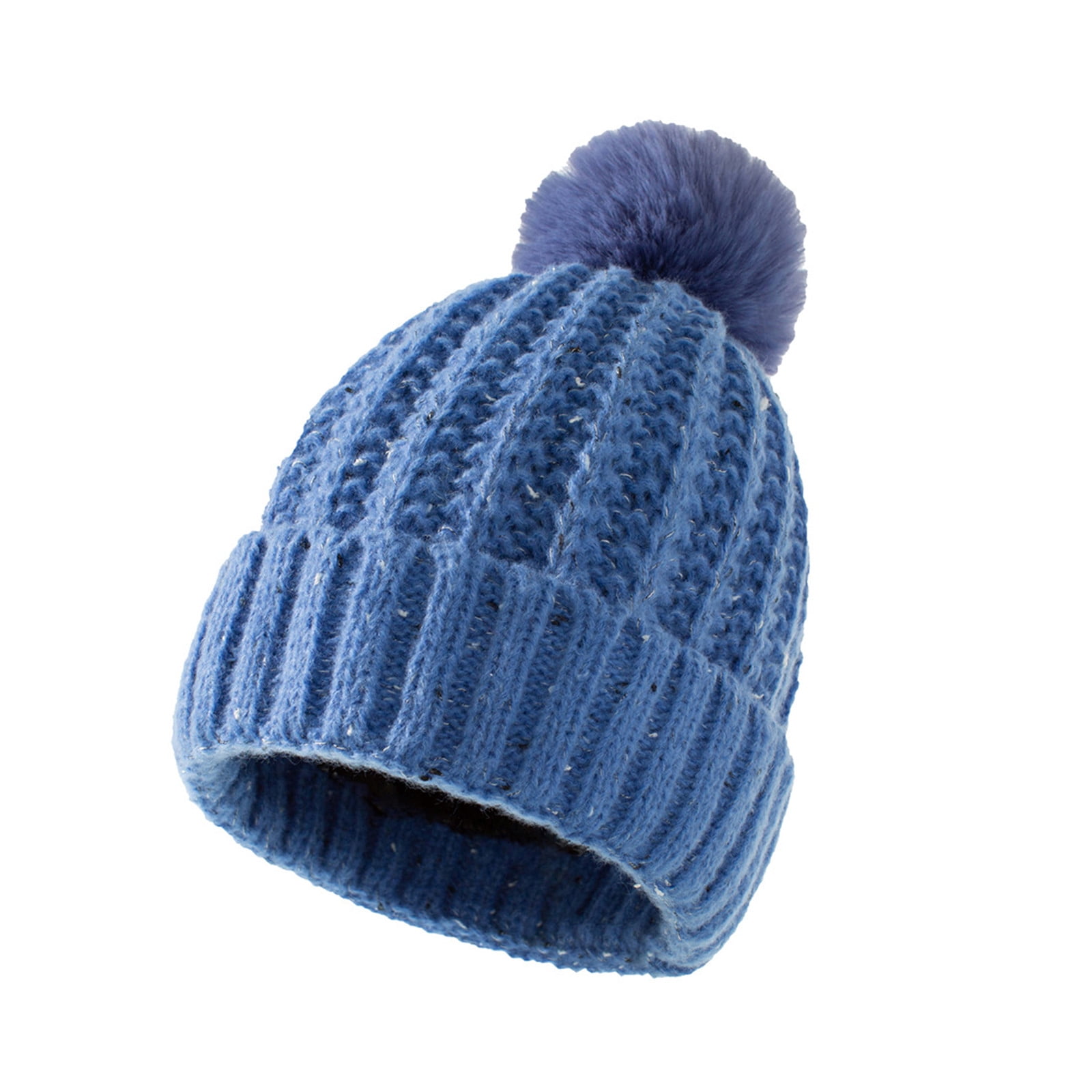 Faux Pom Warm Knit Cap Beanie Hats 