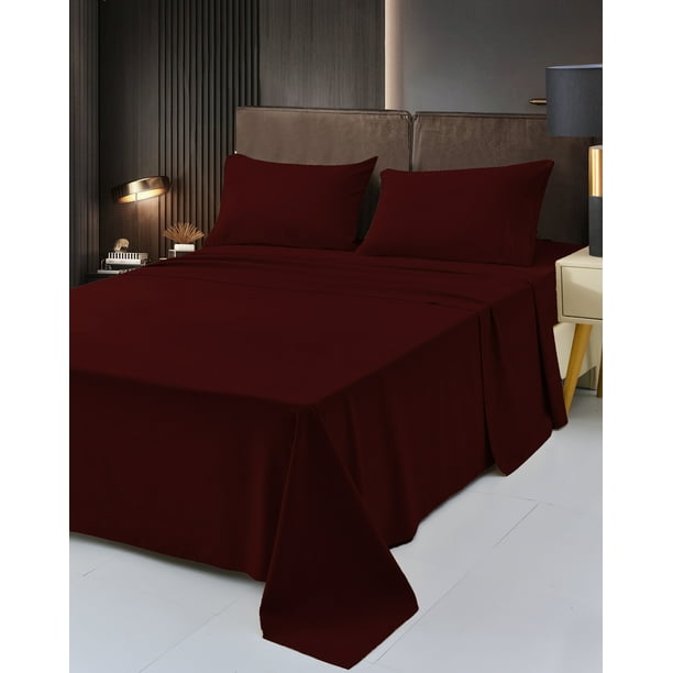 6 Piece Rayon Made From Bamboo Sheet Set by OKAO, Burgundy Queen Sheets
