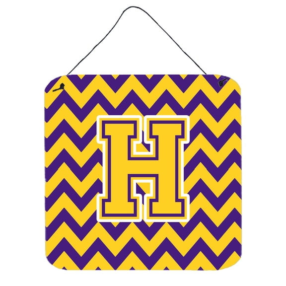 Carolines Treasures CJ1041-HDS66 Letter H Chevron Purple and Gold Wall or Door Hanging Prints 6HX6W multicolor