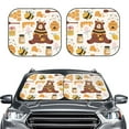 thumbnail image 2 of Yiaed Cute Bee Honey Jar Hive Bear Print Car Front Windshield Sun Shade,Foldable Anti-UV Car Sunshade for Front Window for Most Vehicles-Small, 2 of 5