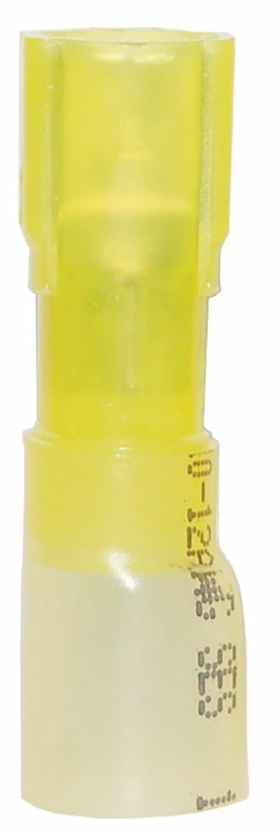 Set of 25 Yellow Ancor Gauge 12-10 Female Heat Shrink Disconnect Tubing, 3"