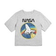 thumbnail image 2 of Nasa Shuttle Women's Boxy Cropped T-Shirt Casual Graphic Tee, 2 of 6