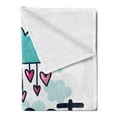 thumbnail image 2 of Saying Soft Flannel Fleece Throw Blanket, Cartoon Hanging Hearts from a Cloud with Scale Pattern Simplistic Kids Design, Cozy Plush for Indoor and Outdoor Use, 50" x 60", Multicolor, by Ambesonne, 2 of 5