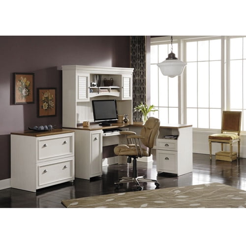 Bush Fairview Collection L-Shaped Desk with Hutch and 2 ...
