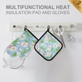 thumbnail image 4 of Yayeee Oven Mitts and Pot Holder Set of 4 Heat Resistant Kitchen Gloves Baking Hot Pad, Blue Floral, 4 of 5
