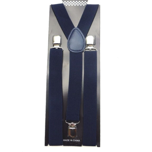 NAVY Mens Womens Clip-on Suspenders Elastic Y-Shape Adjustable Braces Y-BACK