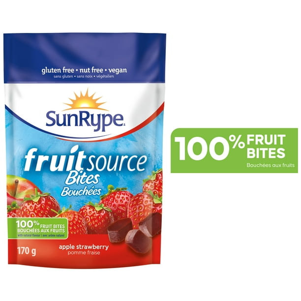 Bouchées Fruitsource SunRype aux fruits à 100 % Pomme et fraise 170 g